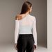 European American Autumn New Foreign Trade Mesh Splicing See-through Off-shoulder Long-sleeve T-shirt, Pure Sexy, Unique_ecoleips.com