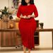 Women's Clothing High Neck Three Quarter Sleeve Elegant Semi-High Neck Slim Fit Pencil Dress With 3/4 Sleeves | Flattering Bodycon Midi Dress_ecoleips.com