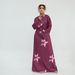 Voya Robe Longue À Fleurs Modeste Musulmane – Manches Longues Évasées A-Line Abaya Femme (Bordeaux/Rose)_ecoleips.com