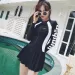 Women Wetsuit One-Piece Long Sleeve Swimsuit Sun Protection Conservative Boxer Swimwear Seaside Surfing Diving Swimming Suit_ecoleips.com