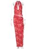 Mozision Halter Deep V Neck Ruffled Sexy Maxi Dress For Women Fashion Sleeveless Backless High Waist Bodycon Club Printed Dress_ecoleips.com