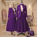 Plus Size Women's Elegant Solid Color Cardigan Jacket And Pleated Straight Long Skirt Set European American Style Loose Fit_ecoleips.com