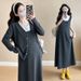 Autumn New Korean Fashion Patchwork Two-Piece Maternity Dress_ecoleips.com