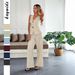 Women's Clothing Elegant Vest Straight Pants Set Office Casual Outfit Wrinkle-Free Polyester Classic Colors (Brick Red, Navy, White, Etc.) - S/M/L/XL_ecoleips.com