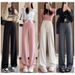 Pajama Pants Wide Leg Pants Women's High Waisted Pants Thin Style Hanging Pants Long Style High Elasticity Straight Leg Pants_ecoleips.com