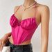 European And American Fashion New Design Satin Mesh Fishbone Strap Diamond-shaped Double-layer Pleated Camisole 10657_ecoleips.com