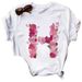 European And American Plus-size Women's Short-sleeve T-shirt With Petal Pattern, Fashionable Round Neck, Vintage Print_ecoleips.com