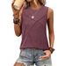 2025 Women's Summer Casual Splicing Round Neck Sleeveless Solid Color Tank Top T-Shirt_ecoleips.com