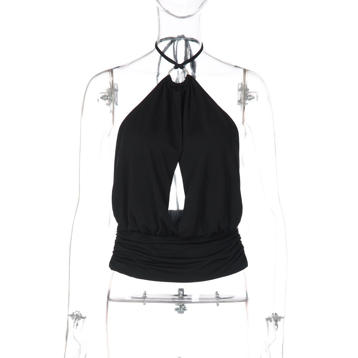 Women's Sexy Hot Girl Chest Hollow Ring Strap Backless Tank Top European American Style Spring New Arrivals_ecoleips.com