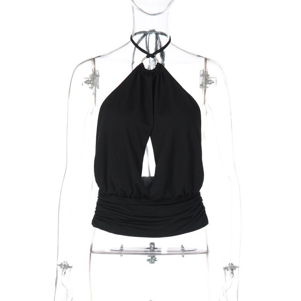Women's Sexy Hot Girl Chest Hollow Ring Strap Backless Tank Top European American Style Spring New Arrivals_ecoleips.com