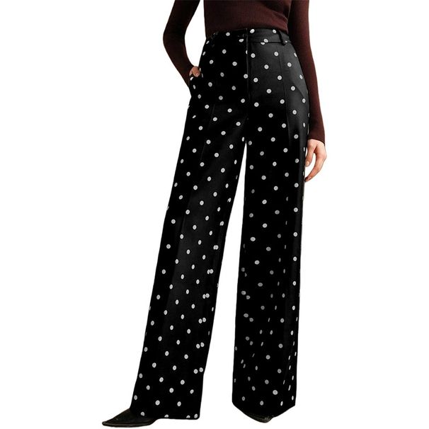Cross-border European And American Fashion Retro Polka Dot Korean Style New Loose Wide-leg Long Casual High-waisted_ecoleips.com