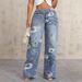 American Street Print Jeans Women's Autumn Tide Brand Vibe Style Loose And Versatile Design Sense_ecoleips.com