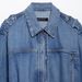 Distressed Denim Shirt Jacket Women's Oversized Vintage Style Streetwear Casual Long Sleeve Polo Collar Top (Blue, XS/S/M/L)_ecoleips.com