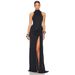 Women's Sexy Mock Neck Sleeveless High Waist Side Slit Ruched Floor Length Maxi Dress – Elegant Evening Gown_ecoleips.com