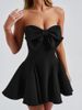 Women’s Clothing Autumn And Winter New Products Tube Top Bow Short Skirt Sweet Style Women's Clothing Solid Color Dress_ecoleips.com