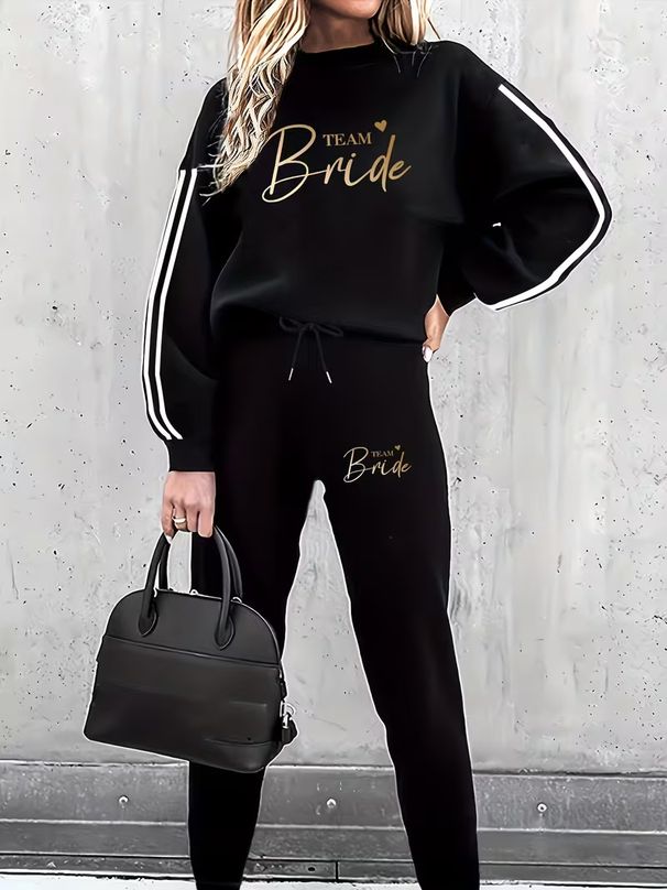 Women's Clothing Fashion Casual Fleece Lined Sweatshirt And Sweatpants Set Thickened Autumn Winter Two Piece Print Clothing_ecoleips.com