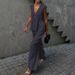 Women's Clothing Women's Cotton V Neck Sleeveless Top Vest Pants Set Solid Color Elegant Commuting Style For Formal & Casual For Women_ecoleips.com