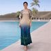 Women's Clothing New Summer Gradient Pleated Long Dress For Women Retro Fashionable Versatile Elegant Printed Design_ecoleips.com