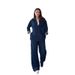 Women's Clothing Loose Casual Long Sleeved Tops Wide Leg Pants Denim Suits_ecoleips.com