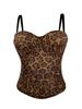 Women's Clothing Golden Brown Leopard Suede Short Vest Camisole Inner Wear Can Be Worn Outside Elastic Gathered Fishbone Body Shaping Bra_ecoleips.com
