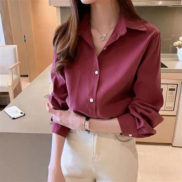 Women's White Korean Style Shirt Plus Size Loose Professional Suit Chiffon Base Layer Casual Spring Summer Blouse_ecoleips.com