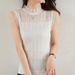 White Lace Wool Sweater Knitted Base Shirt French Style Sleeveless Camisole Women Half High Collar Inner Layer Suit_ecoleips.com