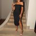 Cross-Border Fashion Elegant Off-Shoulder Evening Foreign Trade New Style Temperament Sexy Slit Slim Fit Bodycon_ecoleips.com