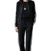Women's Casual Suit Spring/Autumn/Winter Collection Color Blocked Striped Stand up Collar Zip up Jacket with Drawstring Straight Leg Trousers_ecoleips.com