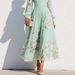 Women's Floral Print Dress V Neck Long Sleeve Pleated Women's Clothing_ecoleips.com
