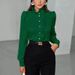 Summer Elegant French Ruffle Sleeve Blouse - Satin Office Shirt For Women, Relaxed Fit, Polo Collar, Breathable Acetate_ecoleips.com
