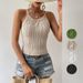 Women's summer clothes new sexy backless hemp pattern lace-up halter top for women_ecoleips.com
