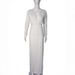 Women's Elegant Deep V Long Sleeve Red Ruched Waist Hollow Out Bodycon Maxi Dress – Evening Party Gown_ecoleips.com