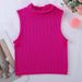 Women's Quick Drying Seamless Ribbed Turtleneck Sports Vest Full Coverage Vertical Striped Fitness Yoga Top Running_ecoleips.com