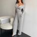 Women's Clothing Autumn New Suits Long Sleeved Buttoned Solid Color Tight Top Plus Trousers Two Piece Suit For Women_ecoleips.com