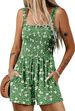 Women's Clothing Summer Casual Pleated Jumpsuit Square Neck Sleeveless Loose Shorts Beach Resort Wear_ecoleips.com