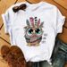 European And American Cross-border Foreign Trade Wholesale Clothing Cute Cartoon Owl Round Neck Plus Size Short-sleeve_ecoleips.com