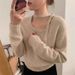 K Pure Color Design Sense Neck Scarf Low Round Neck Sweater Women's Inner Wear Soft And Glutinous Pullover Knitted Sweater Women's_ecoleips.com