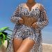 Aria Basics 2025 New Model Foreign Trade Bikini Three-Piece Set With Digital Print Cover-Up Flat-Leg Pants For Women On And_ecoleips.com