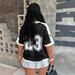 Summer Women's Y2K Slim Fit Top Short Sleeve V Neck Letter Print Loose Straight Cut Street Style_ecoleips.com