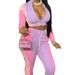 Women's Color Block Patchwork Jacket Long Sleeve Short Top Style Spring Autumn Fashionable Casual Jogger Pants Set_ecoleips.com