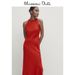 MassimoDuti Women's 2025 Spring Red Slim-Fit Side-Slit Sleeveless Linen Dress_ecoleips.com