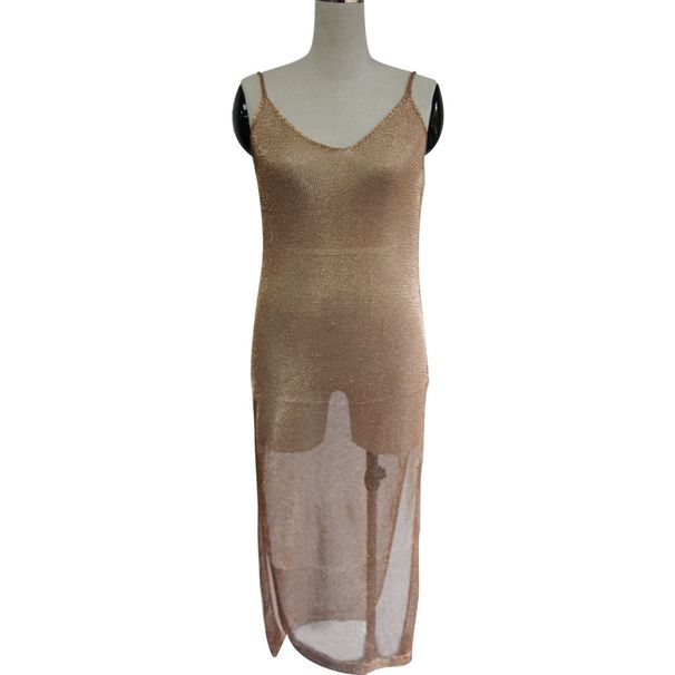 Elegant Knit V-Neck Backless Dress – Stylish Beach Cover-Up, Sun Protection, Yoga & Dance Wear For Women (One Size, Black/Purple/Silver)_ecoleips.com
