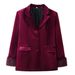 Women's Autumn Velvet Faux Fur Effect Cuffed Suit Jacket And High Waisted Trousers Set_ecoleips.com