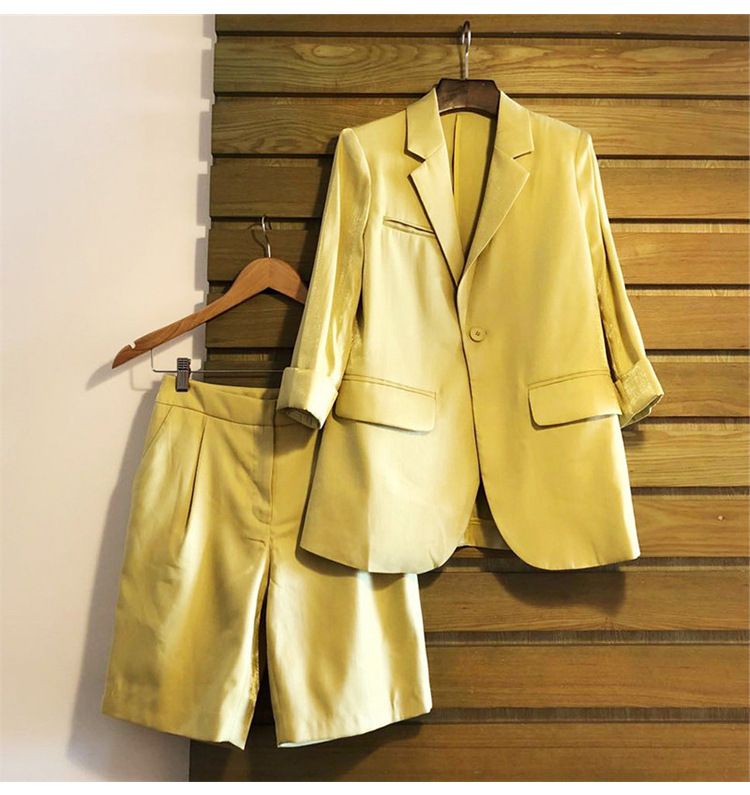 Women's Clothing Ready Stock Mid Length Suit Straight Pants Two Piece Suit For Women Spring And Summer New Style Suit_ecoleips.com