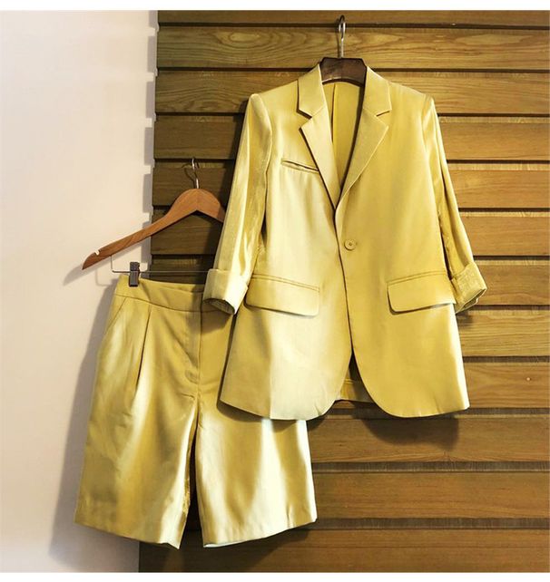 Women's Clothing Ready Stock Mid Length Suit Straight Pants Two Piece Suit For Women Spring And Summer New Style Suit_ecoleips.com