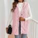 Women's Solid Color Plush Hooded Cardigan Button Down Outerwear For Autumn Winter Popular_ecoleips.com
