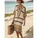 Women's Breathable Striped Maxi Dress V-Neck Beach Cover-Up Side Slits S-5XL_ecoleips.com