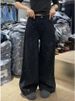 Vintage American Glam Rhinestone Jeans For Women - Loose Fit, Relaxed, High-Waisted Flared Pants With Sparkling Embellishments_ecoleips.com