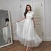 Women's Clothing Summer New White Lace Splicing Elegant Retro Light Dress Long Skirt_ecoleips.com