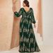 Wholesale Plus Size Gown Birthday Sexy Prom Evening Cross V-Neck Long Sleeve Dress_ecoleips.com